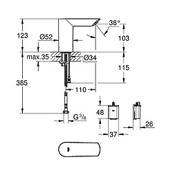 Grohe - Robinet lavabo Infrarouge monofluide chromé Bau Cosmopolitan E - 36452000