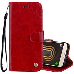 Wewoo Housse Étui rouge pour Sumsung Galaxy J3 2017 / J330 version européenne Business Style huile cire Texture Horizontal Flip en cuir avec titulaire et fentes cartes porte-monnaie