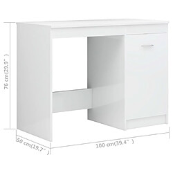 Helloshop26 Bureau table poste de travail meuble d'ordinateur informatique étude brillant 140 x 50 x 76 cm bois d’ingénierie blanc 02_0023548 pas cher