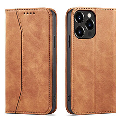 Ozzzo magnet fancy coque pour iphone 13 pro max pouch wallet card support marron