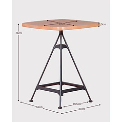 Nest Dream Table haute industrielle en bois de hêtre et acier laqué (60x60cm) - Amadeus pas cher