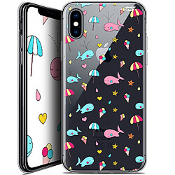 Caseink Coque arrière Apple iPhone Xs / X (5.8 ) Crystal Gel HD [ Nouvelle Collection - Souple - Antichoc - Imprimé en France] Baleine à la Plage