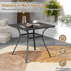 Avis Helloshop26 Table de salle à manger de patio en métal 80 x 80 cm table d'appoint carrée avec 4 pieds incurvés table d'extérieur pour 4 personnes gris 20_0009437