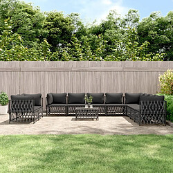 Maison Chic Salon de jardin 11 pcs avec coussins - Table et chaises d'extérieur - Mobilier/Meubles de jardin Moderne anthracite acier -MN88615