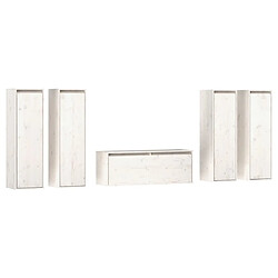 vidaXL Meubles TV 5 pcs Blanc Bois massif de pin