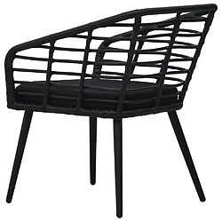 Acheter vidaXL Chaises de jardin lot de 2 avec coussins Résine tressée Noir