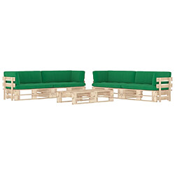 Maison Chic Salon de jardin palette 6pcs avec coussins | Ensemble de Table et chaises | Mobilier d'Extérieur Bois de pin imprégné -GKD21361