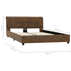 vidaXL Cadre de lit sans matelas marron similicuir daim 120x200 cm pas cher