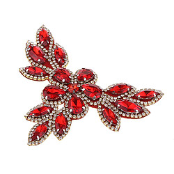 Acheter Appliques à coudre sur strass avec fond transparent et dos plat, décor rouge