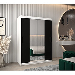 Abiks Meble Armoire Tokyo 1 à portes coulissantes 200/150/62 2 portes (blanc/noir)