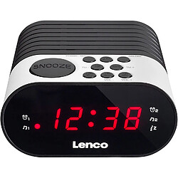 Lenco radio réveil FM avec double alarme noir blanc