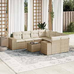 Maison Chic Salon de jardin avec coussins 9 pcs | Ensemble de Table et chaises | Mobilier d'Extérieur beige résine tressée -GKD65257