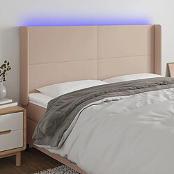 Maison Chic Tête de lit scandinave à LED,meuble de chambre Cappuccino 183x16x118/128 cm Similicuir -MN73543