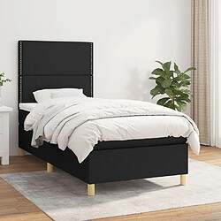 Maison Chic Structures de lit + matelas,Lit à sommier tapissier avec matelas Noir 90x190 cm Tissu -MN77078