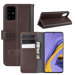 Etui en cuir véritable avec support marron pour votre Samsung Galaxy A51