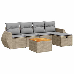 vidaXL Salon de jardin avec coussins 6 pcs beige résine tressée