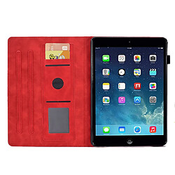 Etui en PU fonction d'éveil/veille automatique, anti-chute, anti-chute avec support et porte-cartes pour votre iPad Mini/Mini 2/mini 3/mini 4 - rouge