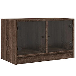 vidaXL Meuble TV avec portes en verre chêne marron 68x37x42 cm