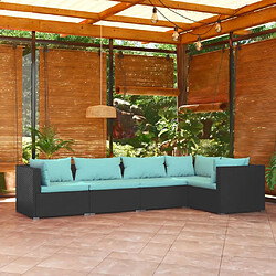 Maison Chic Salon de jardin 5 pcs + coussins - Mobilier/Meubles de jardin - Table et chaises d'extérieur Résine tressée Noir -MN98313