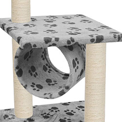 Avis Helloshop26 Arbre à chat griffoir grattoir niche jouet animaux peluché en sisal 65 cm gris motif de pattes 3702104