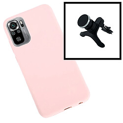 PHONECARE Support Magnétique Renforcé de Voiture + Coque en Silicone Liquide pour Xiaomi Poco M3 Pro 5g - rose