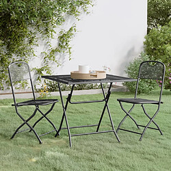 Maison Chic Mobilier à dîner 3 pcs de jardin - Ensemble table et chaises d'extérieur - Salon/Mobilier de jardin classique Maille Métal Anthracite -MN94960