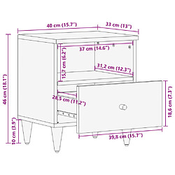 vidaXL Table de chevet 40x33x46 cm Bois de manguier solide pas cher