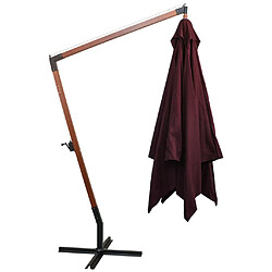 Helloshop26 Parasol suspendu avec mât rouge 3 x 3 m bois de sapin bordeaux 02_0008718