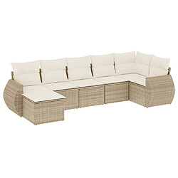 vidaXL Salon de jardin avec coussins 7 pcs beige résine tressée