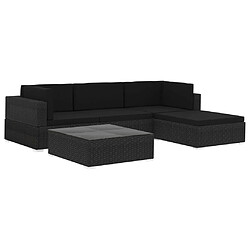 vidaXL Salon de jardin 5 pcs avec coussins Résine tressée Noir