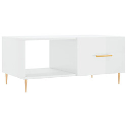 Maison Chic Table basse,Table Console Table d'appoint, Table pour salon Blanc brillant 90x50x40 cm Bois d'ingénierie -MN78300