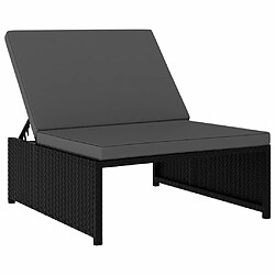 Maison Chic Lot de 2 Chaises longues avec table | Bain de soleil Relax | Transat Résine tressée Noir -GKD13953 pas cher