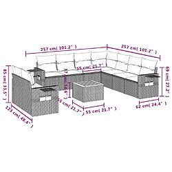 Avis Maison Chic Salon de jardin avec coussins 10 pcs, Ensemble Tables et chaises de jardin, beige résine tressée -GKD234689