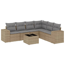 vidaXL Salon de jardin avec coussins 7 pcs beige résine tressée