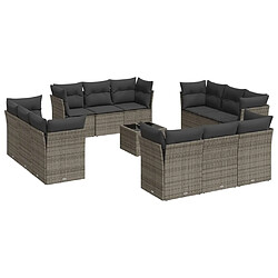 Maison Chic Salon de jardin avec coussins 13 pcs | Ensemble de Table et chaises | Mobilier d'Extérieur gris résine tressée -GKD25201