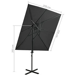 vidaXL Parasol de jardin en porte-à-faux à double toit anthracite pas cher