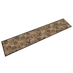 vidaXL Tapis de cuisine lavable imprimé Morning brun 60x300 cm velours