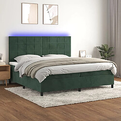 vidaXL Sommier à lattes de lit matelas et LED Vert foncé 200x200 cm