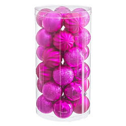 BigBuy Home Boules de Noël Fuchsia Plastique Ø 6 cm (30 Unités)