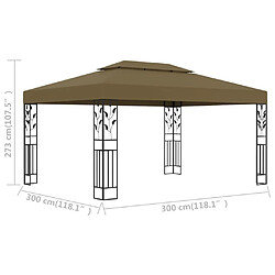 Maison Chic Tonnelle | Pergola avec double toit 3x4 m Taupe 180 g/m² -GKD20848 pas cher