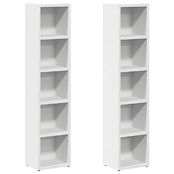 vidaXL Armoires à CD 2 pcs Blanc 21x16x93,5 cm Aggloméré