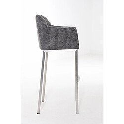 Avis Decoshop26 Tabouret de bar chaise haute de comptoir couture carrées assise en tissu gris 4 pieds stables en acier inoxydable 10_0004726