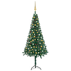 vidaXL Arbre de Noël artificiel d'angle LED et boules Vert 240 cm PVC