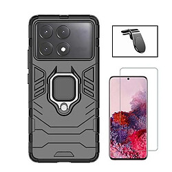 NIS Kit Film Verre Trempé Transparent + Housse + Support Voiture L Xiaomi Poco X6 Pro - Noir