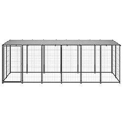 Helloshop26 Chenil extérieur cage enclos parc animaux chien 330 x 110 x 110 cm acier noir et gris 02_0000525