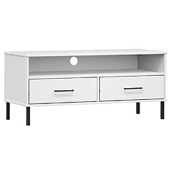 Maison Chic Meuble TV scandinave avec pieds - Banc TV pour salon en métal Blanc Bois de pin massif OSLO -MN39891