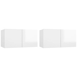 vidaXL Meubles TV suspendus 2 pcs Blanc brillant 60x30x30 cm