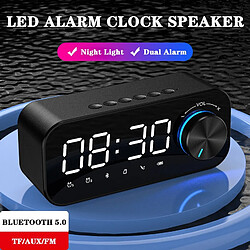 Universal Haut-parleur Bluetooth LED FM radio réveil haut-parleur de musique sans fil subwoofer AUX haut-parleur USB haut-parleur portable (noir)