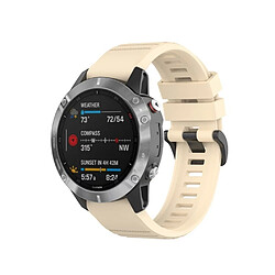 Bracelet en silicone sport élégant avec boucle noire beige pour votre Garmin Fenix 6 Pro 22mm