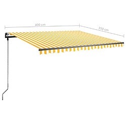 vidaXL Auvent manuel rétractable avec LED 400x350 cm Jaune et blanc pas cher